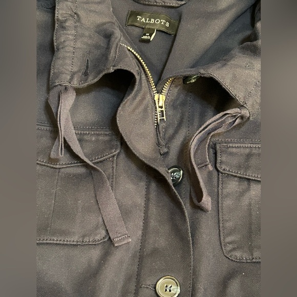 Talbots NWOT Women’s Navy Safari Field Jacket Cotton Blend, size Medium - Picture 9 of 16